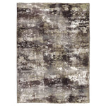 Abstract-designed rug with distressed textures in earthy tones for modern interiors.