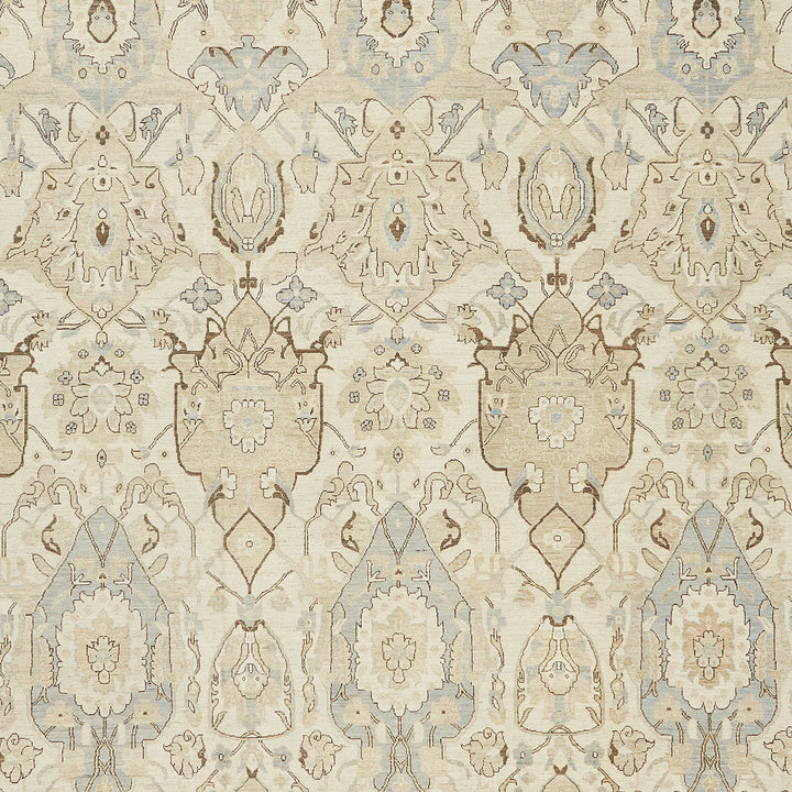 An elegant and intricate symmetrical pattern resembling a traditional rug.