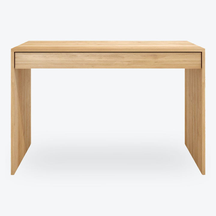 Minimalist wooden desk with clean lines and versatile design.