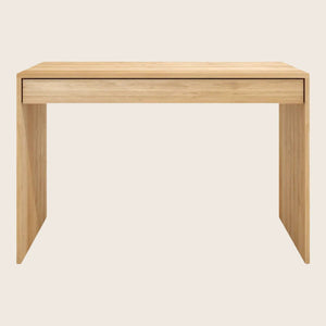 Minimalist wooden desk with clean lines and versatile design.