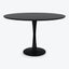 Modern, versatile black table with sleek design and sturdy base.