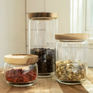 Glass & Acacia Canisters-Small - hover