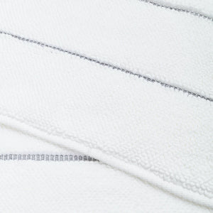 White terrycloth hand towels with textured stripes and metallic accents. - hover