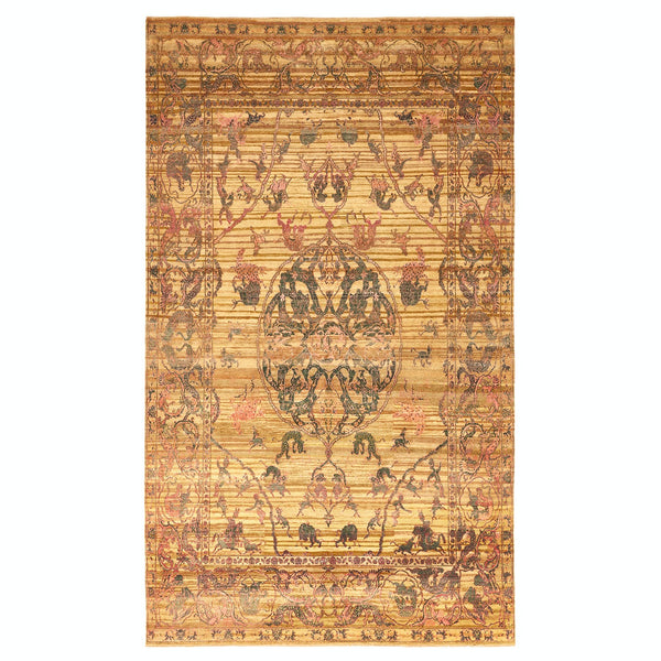 Exquisite antique rug with ornate floral motifs and intricate detailing.