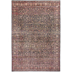 Exquisite traditional Oriental rug with intricate patterns, muted earth tones.