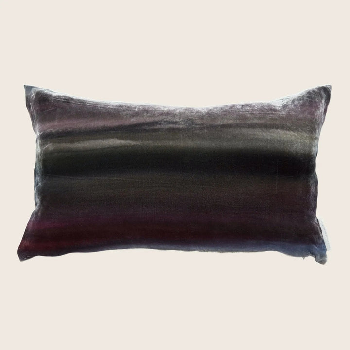 Rectangular pillow with gradient pattern transitioning from purple to black.