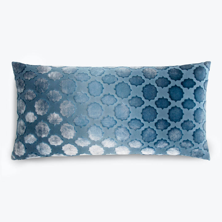Rectangular decorative pillow with a watercolor-like gradient hexagonal design.