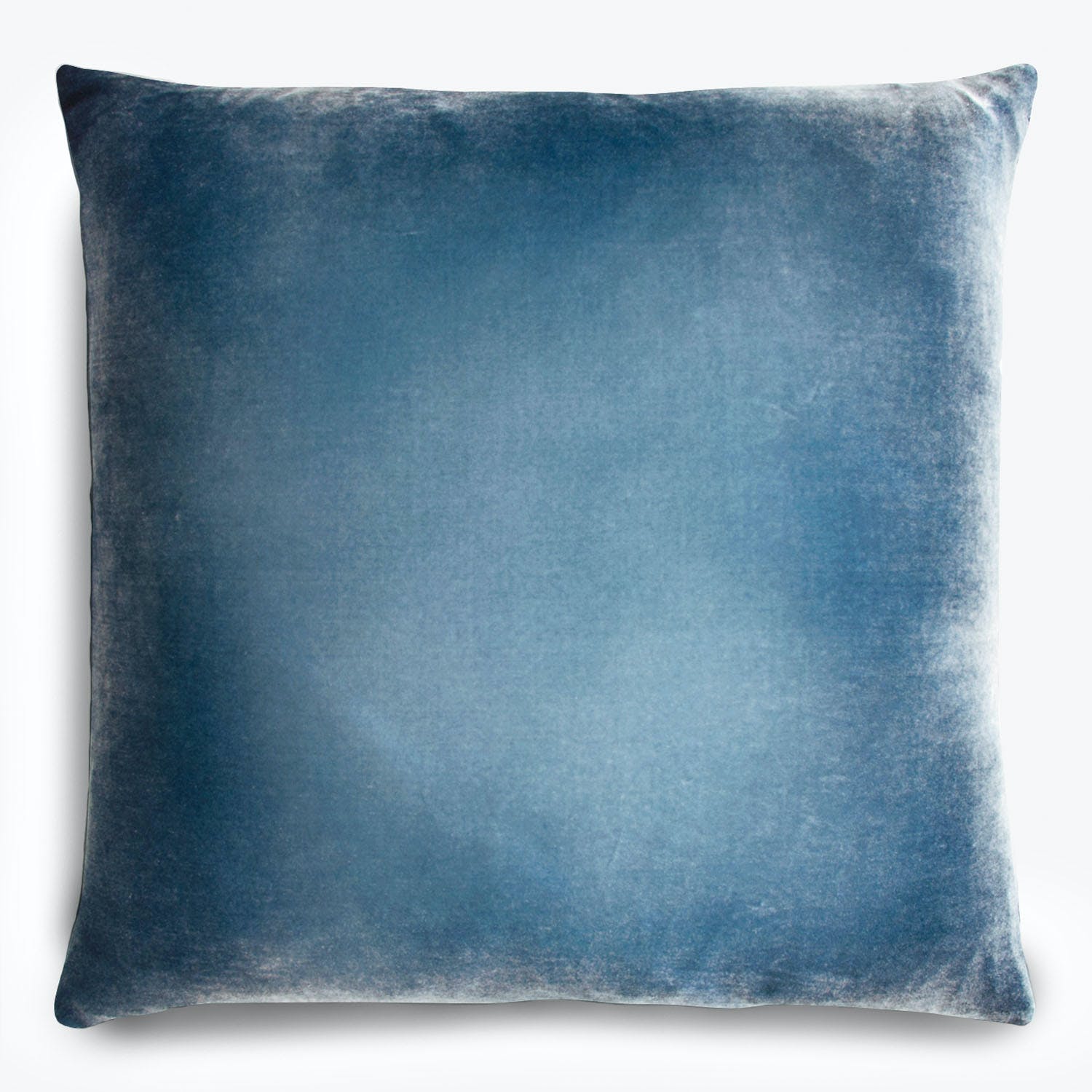 Square pillow with a gradient design in vintage blue colors.