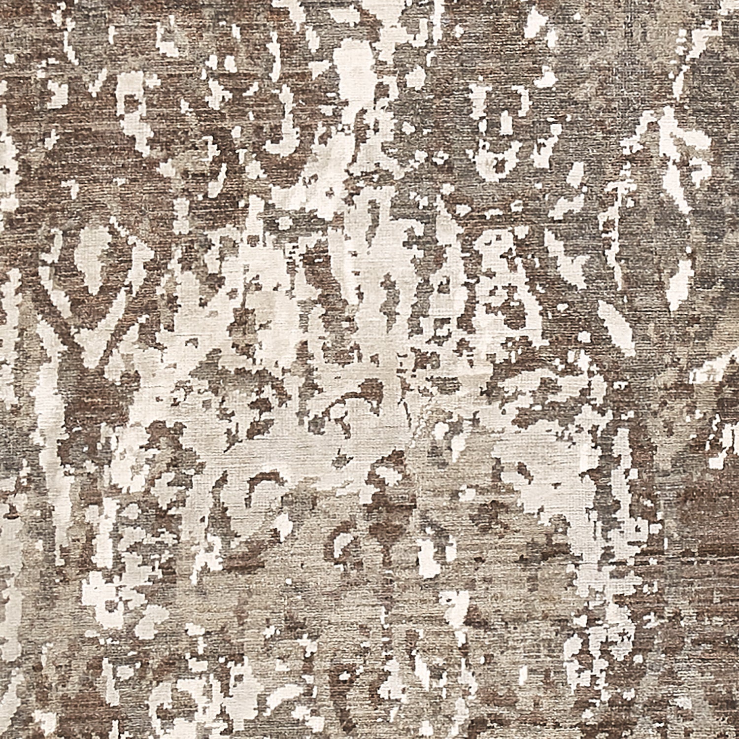 Close-up texture resembling distressed pattern, in neutral shades. Possible rug.