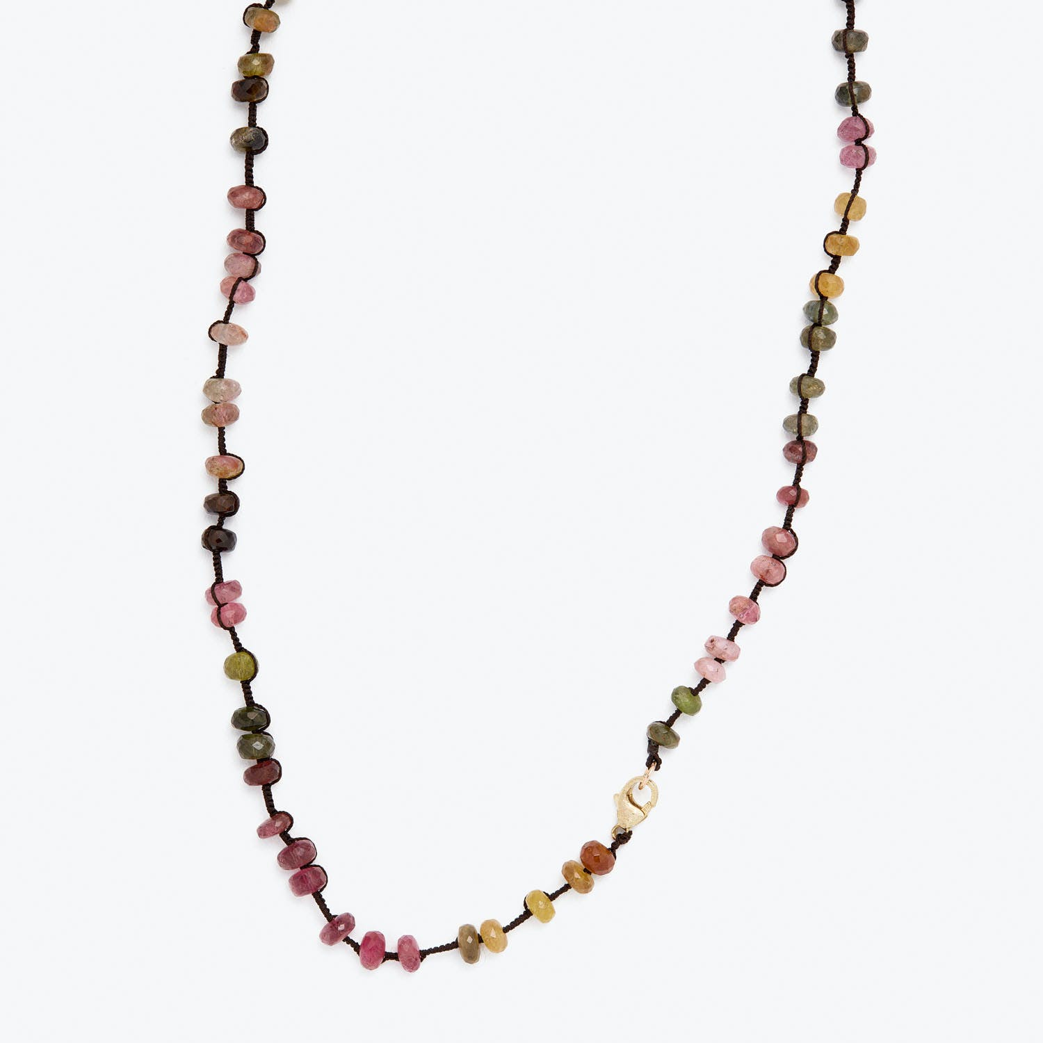 Multicolor Tourmaline Nugget Woven Necklace