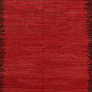 Vibrant red gradient rug with minimalist design and black border - hover