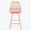 Orange modern bar stool with wireframe design stands out visually.