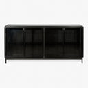 Modern black sideboard with glass doors offers stylish storage options.
