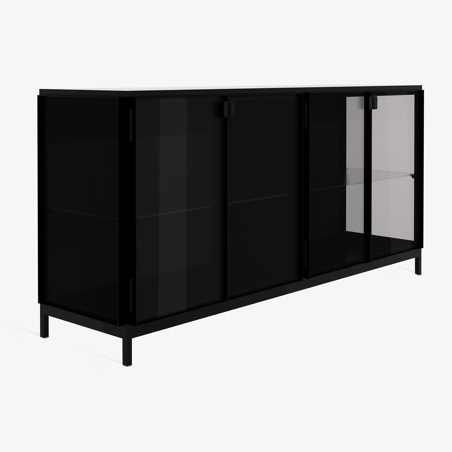 Sleek and minimalist black sideboard with modern design and storage.