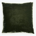 Square plush cushion with velvet-like texture in dark color.