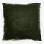 Square plush cushion with velvet-like texture in dark color.