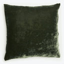 Dark green plush pillow with a luxurious velvet texture.
