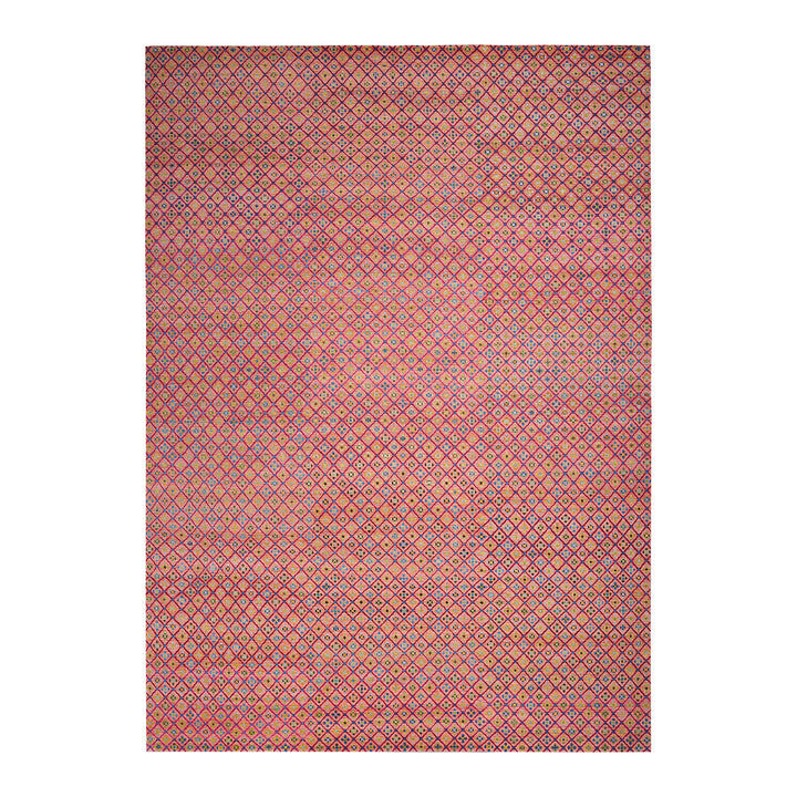 Geometric diamond pattern in shades of pink and beige.