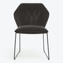 Modern black chair with plush upholstery and sleek metal frame.