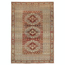 Exquisite oriental rug showcases intricate patterns and symmetrical designs.