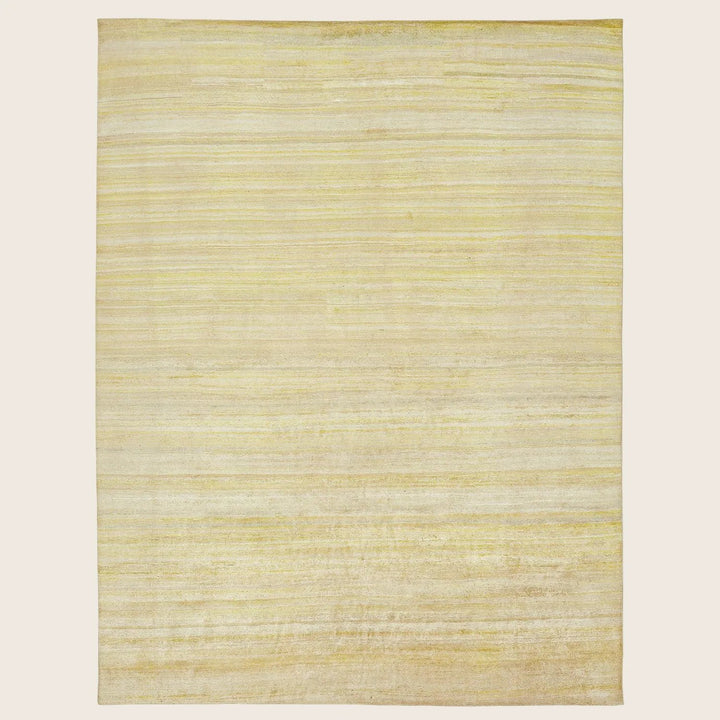 Neutral striped rug adds understated elegance to any interior design.