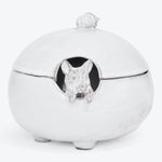 Whimsical ceramic jar with owl peeking out, perfect home decor.