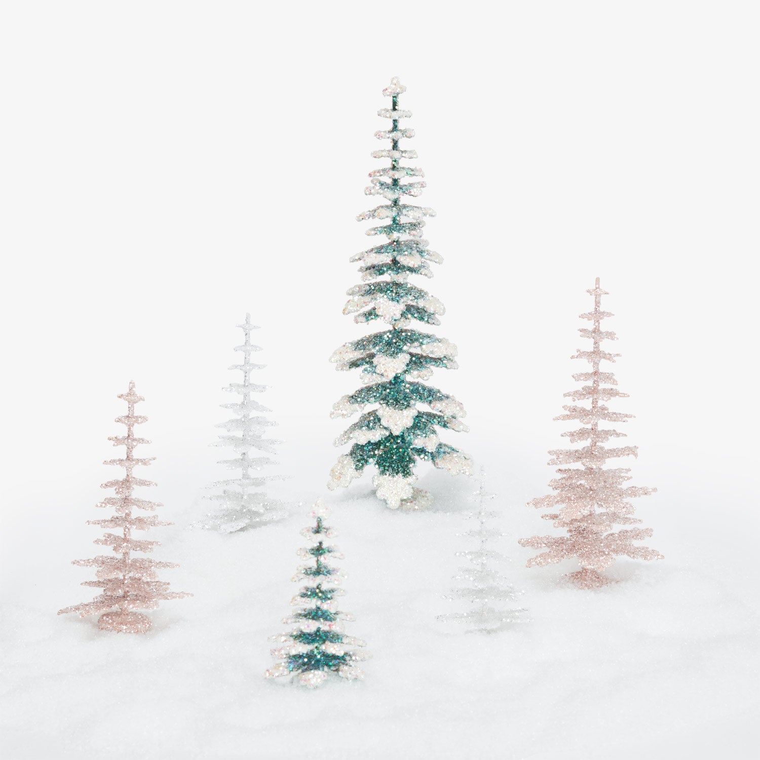 Assorted Decorative Trees - 4.5"-Green Frosted