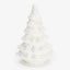 White glittery Christmas tree decoration with layered tiers and sparkles