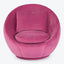 Vibrant pink plush swivel chair exudes comfort and luxury.