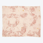 Close-up of a textured fabric with blotchy multicolored marks.