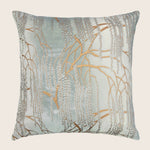 Intricately designed square decorative pillow with calming tree branch pattern.