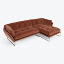 Modern L-shaped sectional sofa with plush leather upholstery and chrome legs