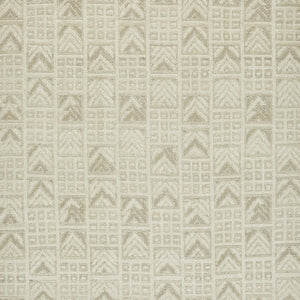 Rectangular rug with geometric pattern in monochromatic beige tones. - hover
