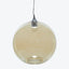 Sleek and minimalist spherical pendant light with a tan tint.