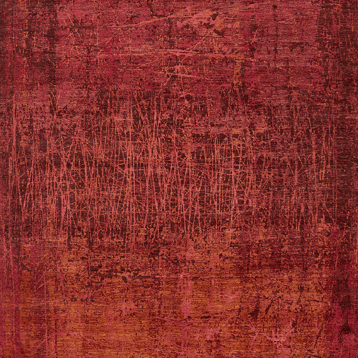 Abstract image with deep red tones and textured, worn appearance.