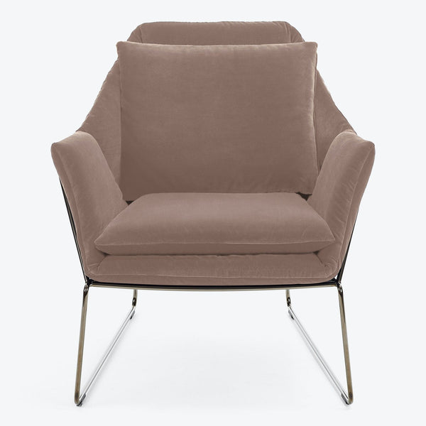 Modern armchair with minimalist design exudes contemporary elegance and comfort.