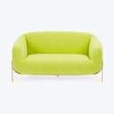 Modern-style lime green sofa with minimalist curved design and metallic legs.