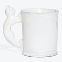 Unique cat-shaped handle adds a playful touch to white mug.