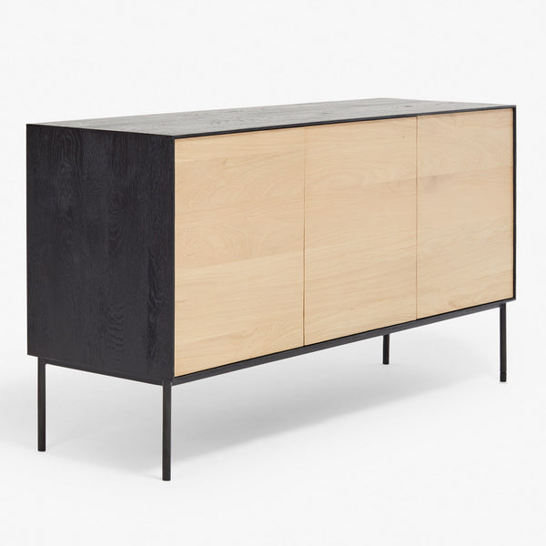 Modern two-tone sideboard with sleek minimalist design and hidden hardware.