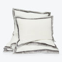 Modern and minimalist pillows featuring stitched gray borders for décor.