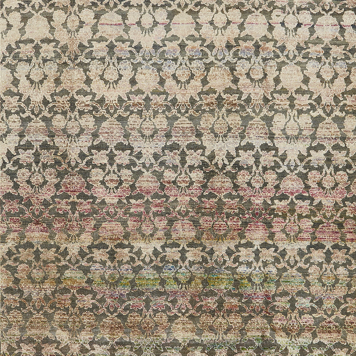 Intricately patterned textile showcases floral motifs and vintage aesthetics.