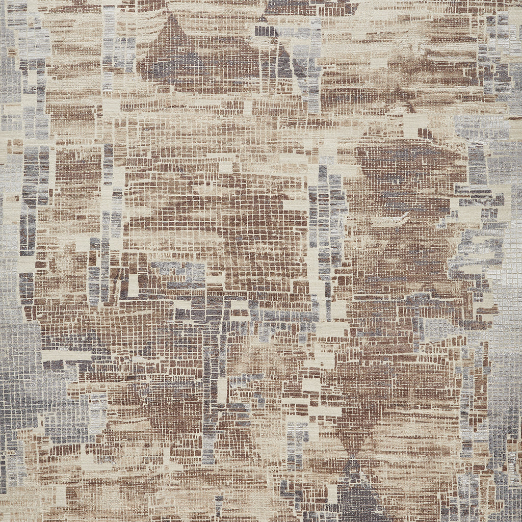 Abstract textured fabric with a cityscape-inspired pattern in neutral tones.