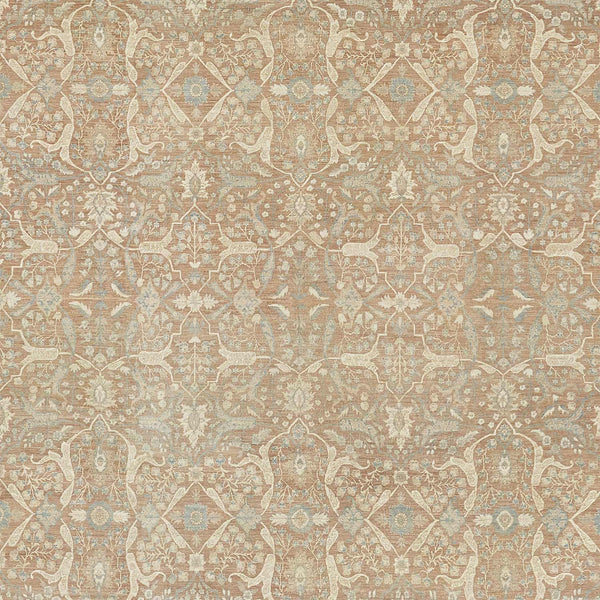 Intricate Persian-inspired textile pattern with floral motifs and muted tones.