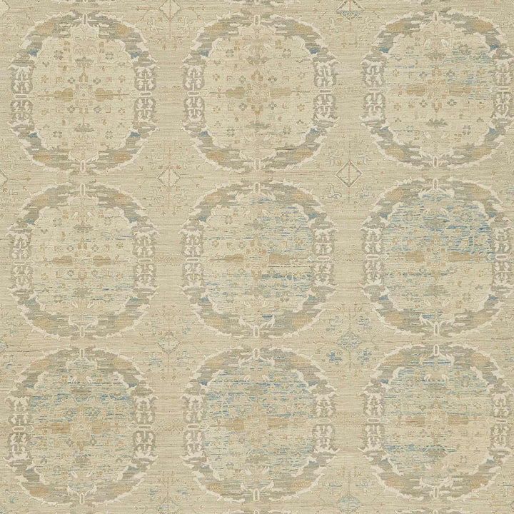 Vintage-inspired wallpaper design with distressed floral and geometric patterns.