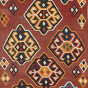 Vibrantly patterned textile showcases traditional weaving techniques and rich colors.