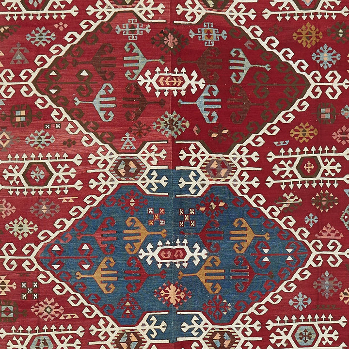 Exquisite Oriental rug showcases intricate patterns and vibrant color palette.