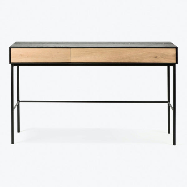 Modern minimalist desk with sleek design and durable stone top.