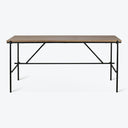 Modern rectangular table with wooden tabletop and metal frame design