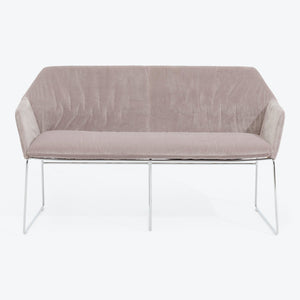 Contemporary and elegant two-seater sofa with soft velvet upholstery.