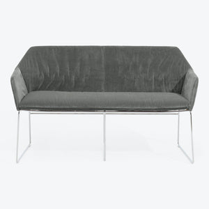 Contemporary and elegant two-seater sofa with soft velvet upholstery. - hover